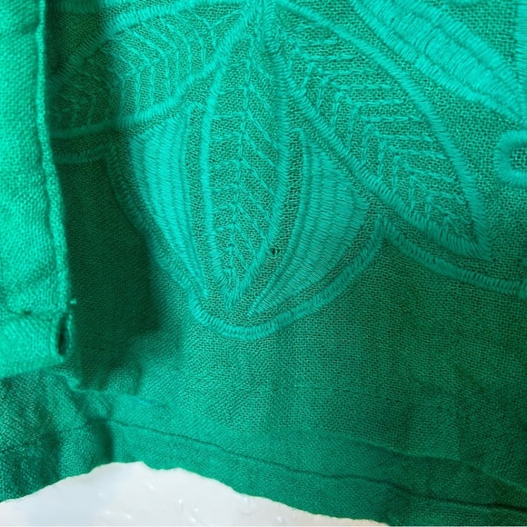Anthropologie Kelly Green Floral Embroidered Tunic Top 3/4 Sleeves - Picture 13 of 15